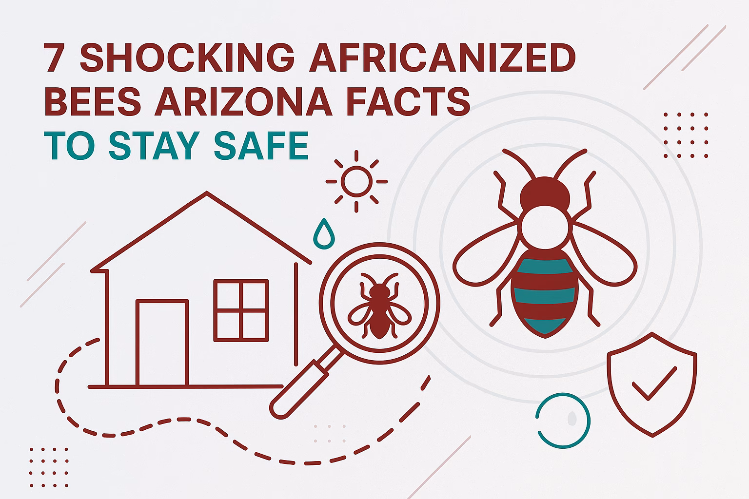 7 shocking africanized bees arizona facts to stay safe, featuring a house, bee icon, and safety symbols.