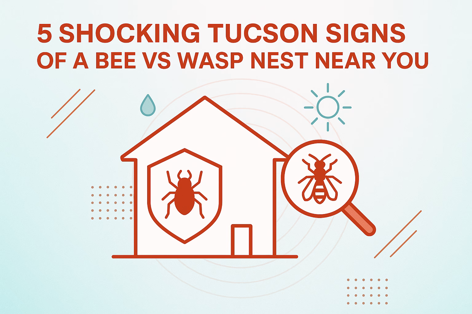 5 shocking signs of a bee vs wasp nest near you, featuring a house illustration and insects highlighted.