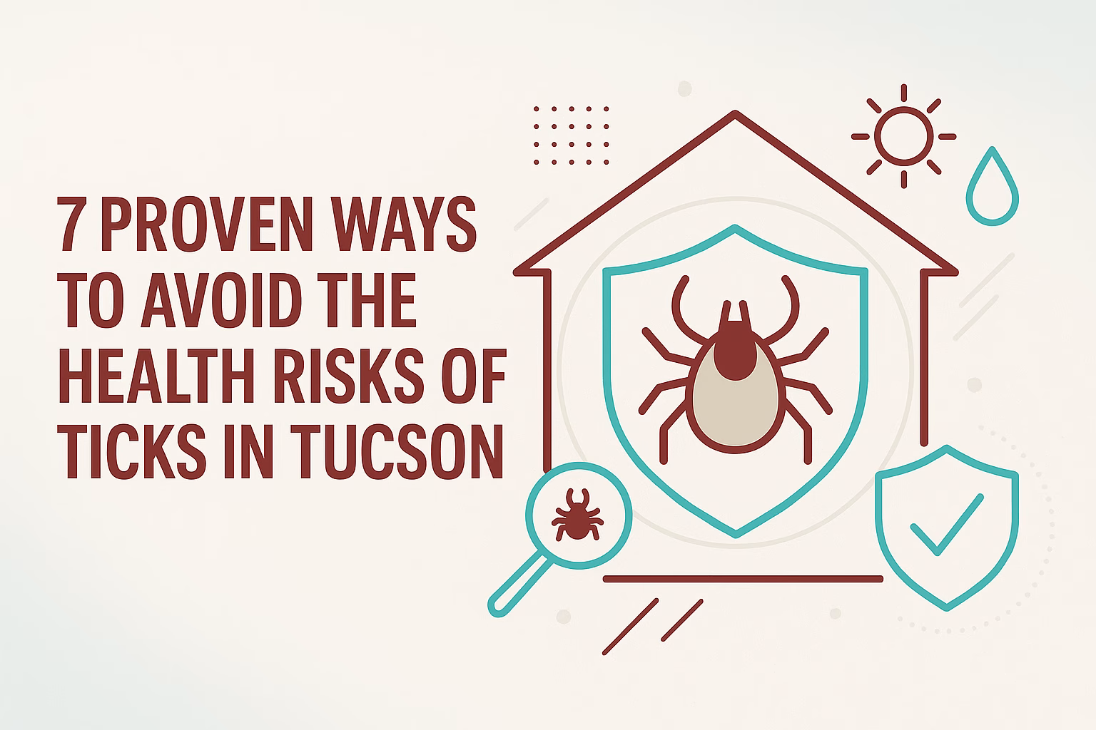 7 ways to avoid the health risks of ticks in Tucson, highlighted with graphics of ticks and shield icons.