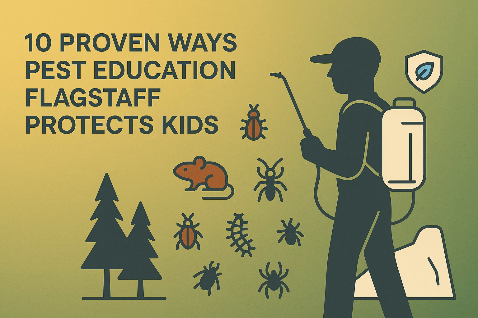 10 ways pest education Flagstaff promotes safety from pests like mice and insects for children, featuring nature elements.