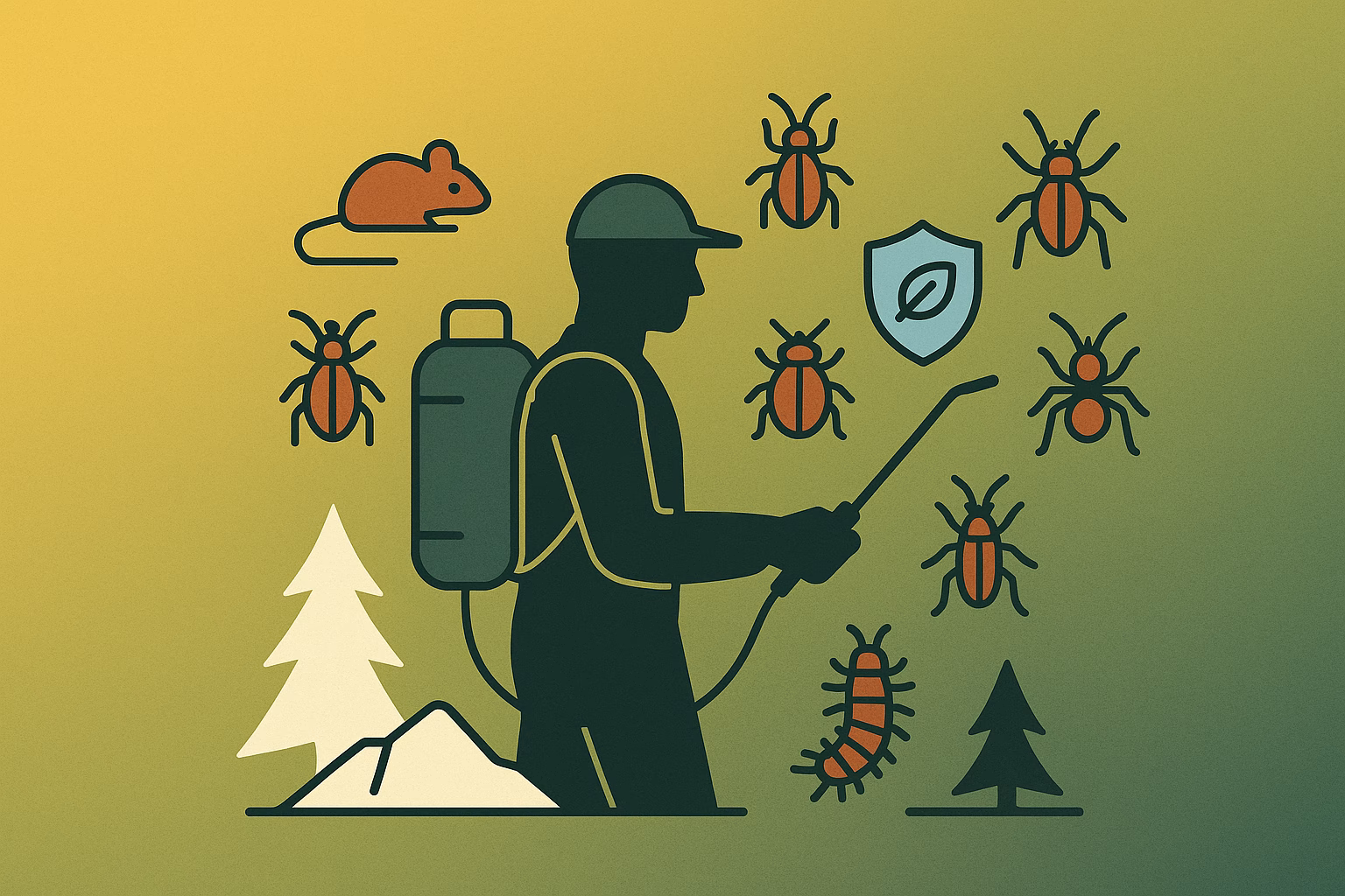 Pest control worker spraying for insects and rodents, representing outage pest prevention Flagstaff.
